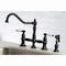 Kingston Brass KS3270PLBS Restoration 8" Bridge Kitchen Faucet W/ Sprayer, Matte Black KS3270PLBS - alternate 3